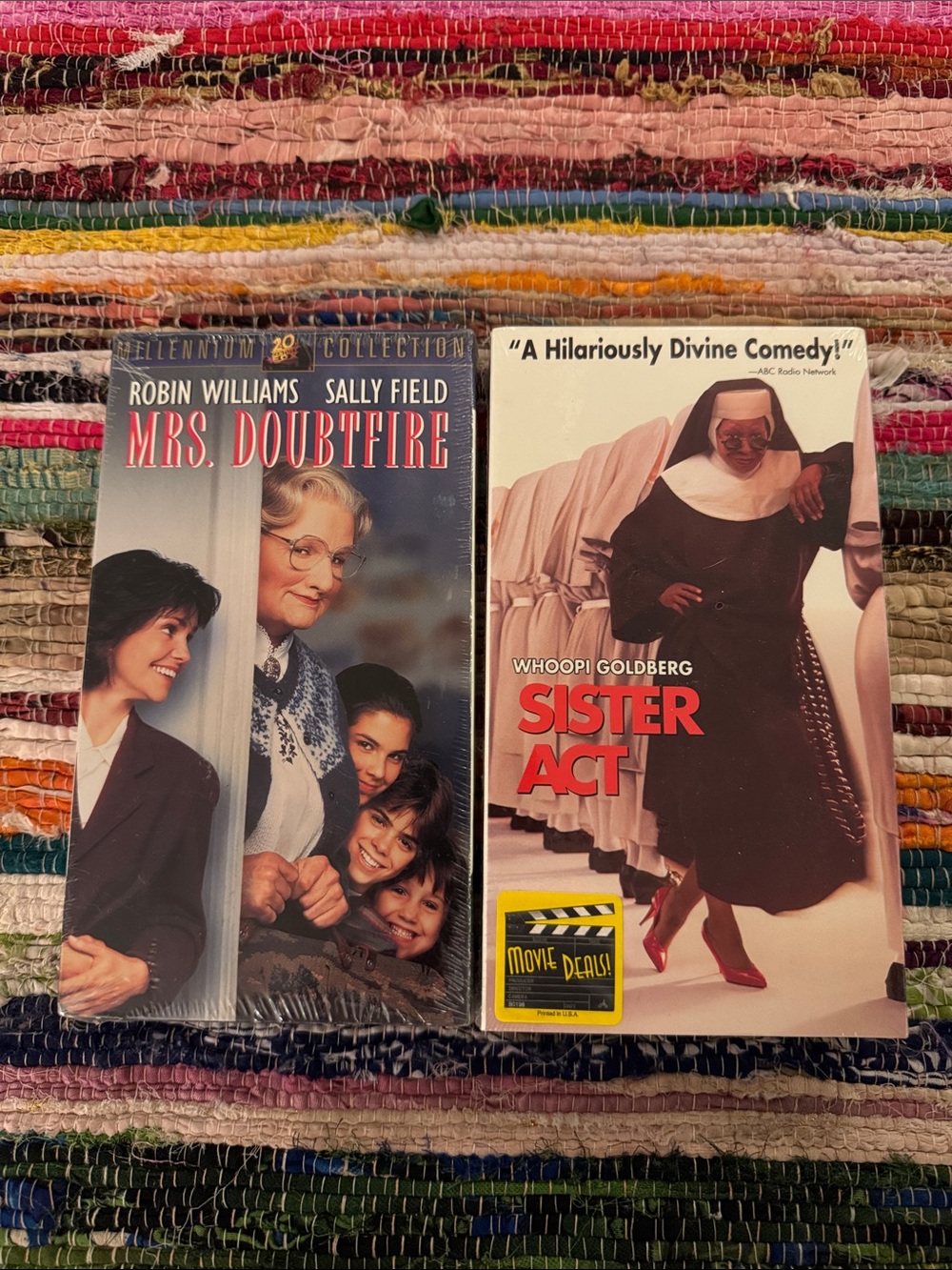 Classic Comedy VHS Bundle: Mrs. Doubtfire & Sister Act - lot of 2 movies sealed.